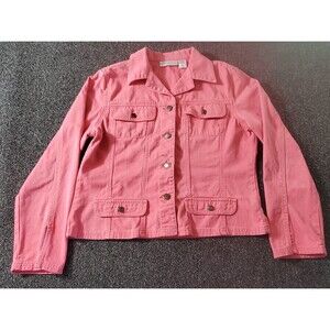 Vintage Chadwicks Denim Jacket Women's 14 Pink  Button Up Pockets Cotton